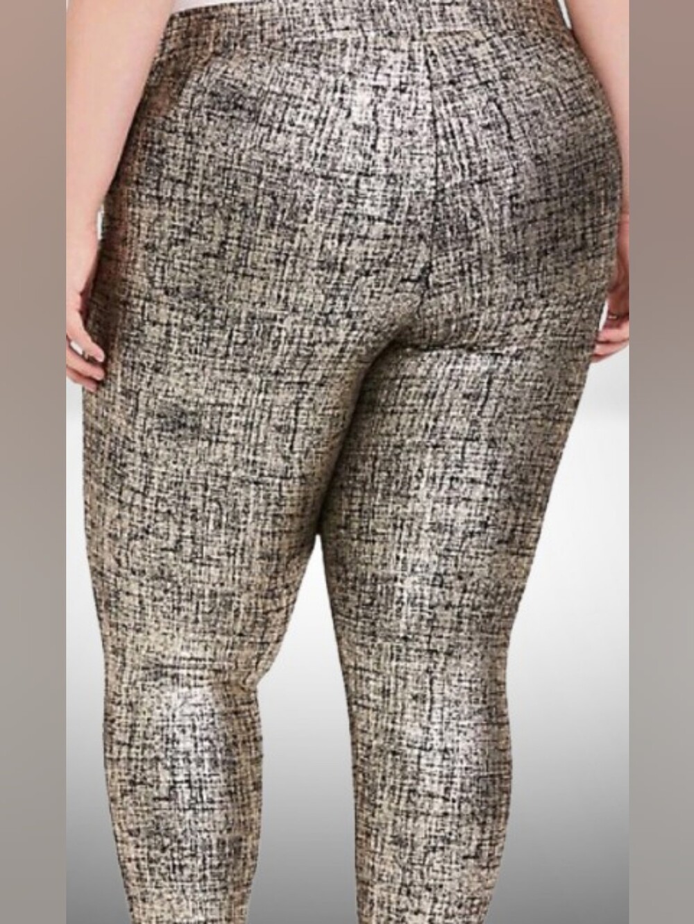 Torrid Metallic Foil Textured Leggings - Gold/Black, Size 2x